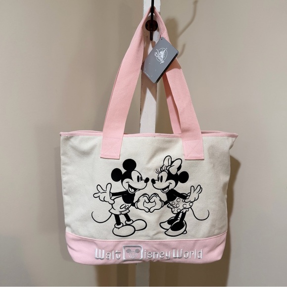 Disney Handbags - NEW 2026 SPRING “SEASONS OF LOVE” MICKEY & MINNIE LARGE CANVAS ZIP TOTE